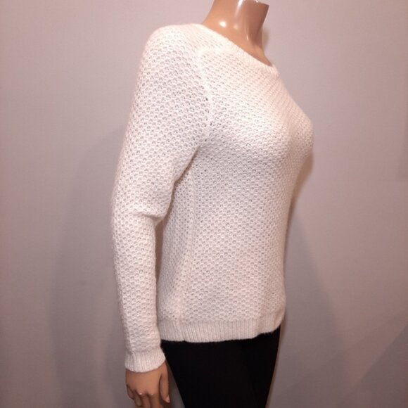 Ann Taylor Loft Mohair Blend Raglan Cut Sweater Fuzzy Semi Sheer Open Knit - Picture 7 of 12